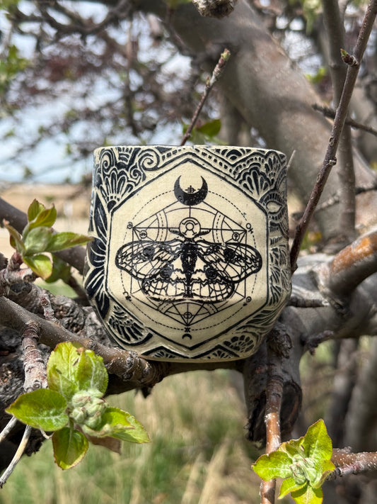Moth with Sacred Geometry + Zendoodle Mug