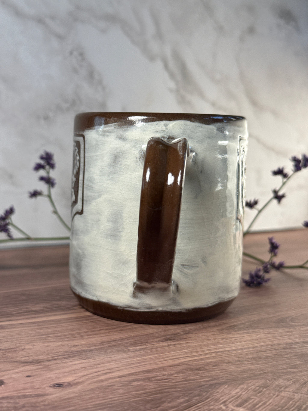 Longhorn Leather Carved Mug 2