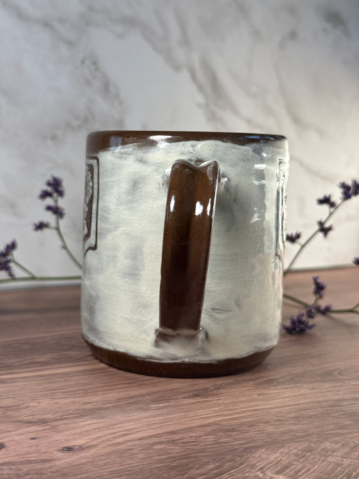 Longhorn Leather Carved Mug 2