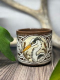 Painted Heron - Leather Carved Border