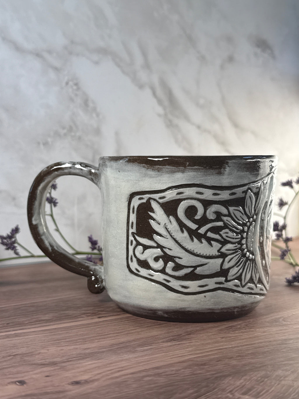 Horse Leather Carved Mug