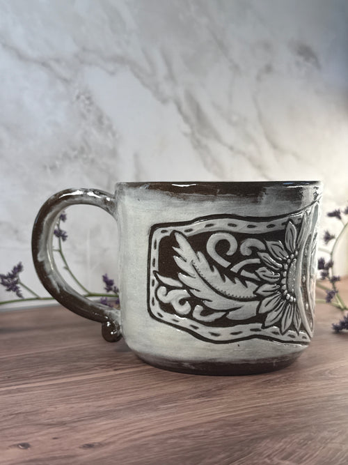 Horse Leather Carved Mug