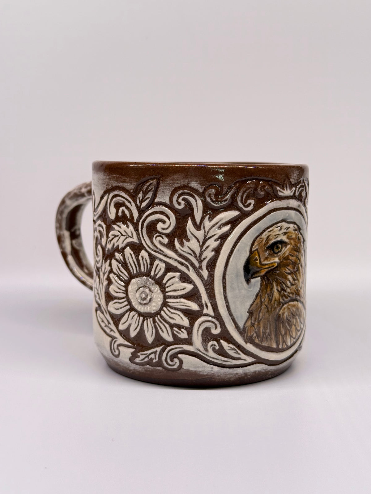 Painted Golden Eagle - Leather Carved Border