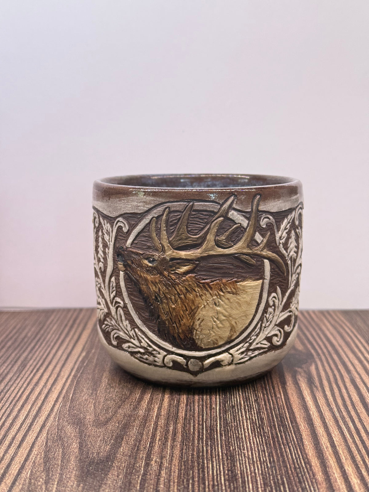 “Leather Carved” Elk Mug