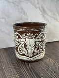 Seconds: Longhorn Leather Carved Mug 1