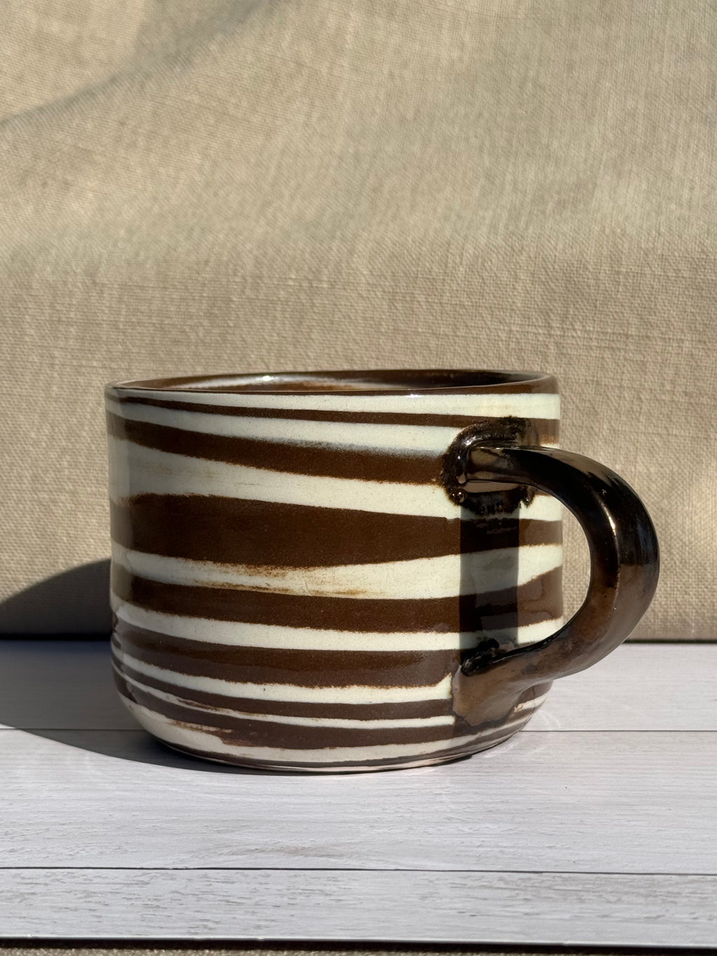 Twisted Clay Mug with Gold Handle