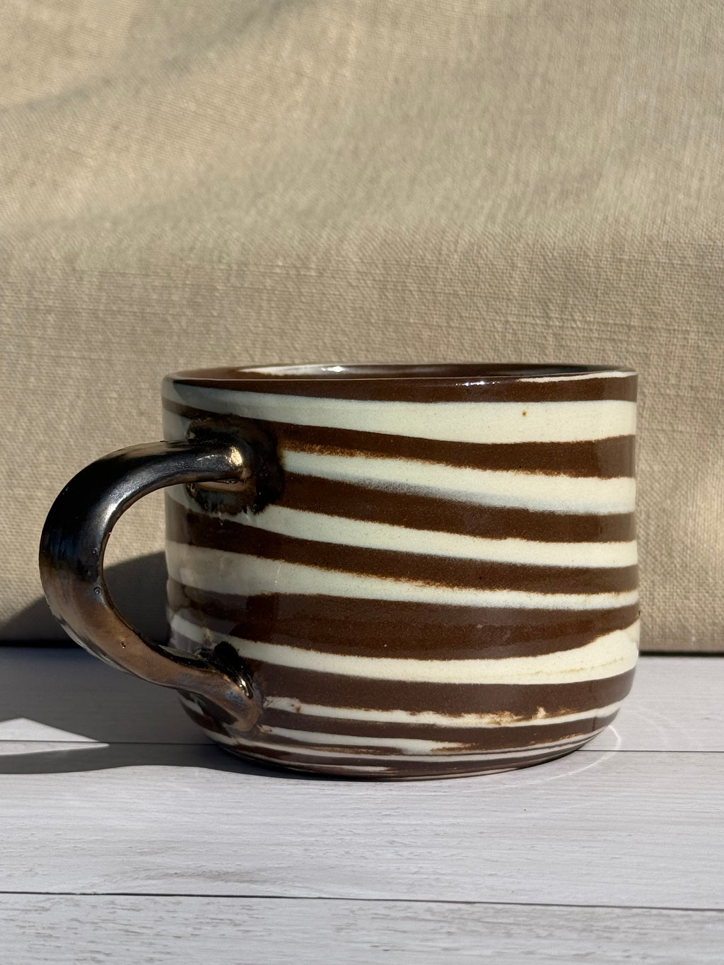 Twisted Clay Mug with Gold Handle