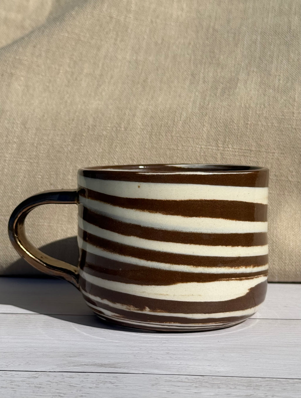 Twisted Clay Mug with Gold Handle
