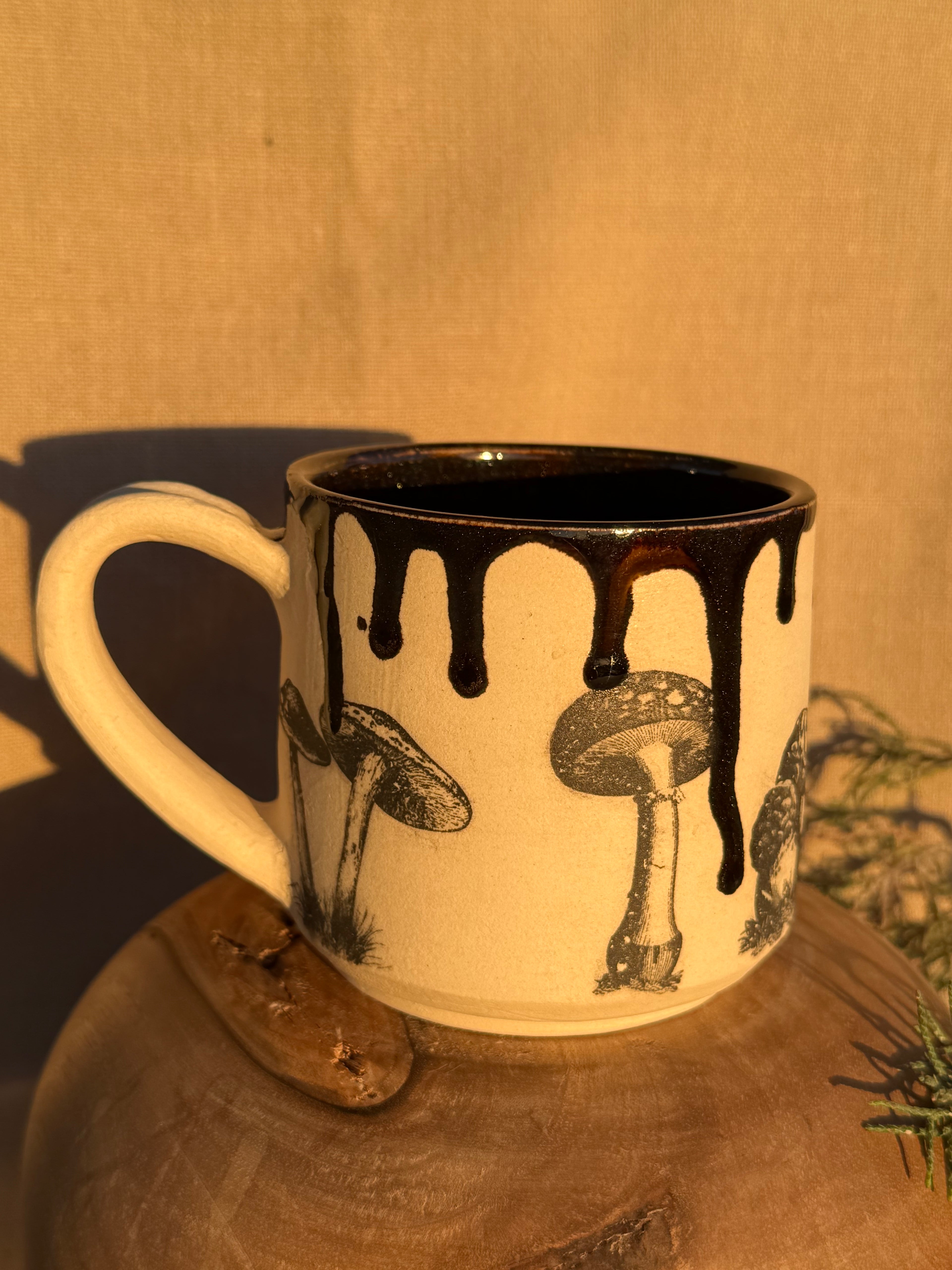 Mushroom Mug with Sprakling Black Glaze