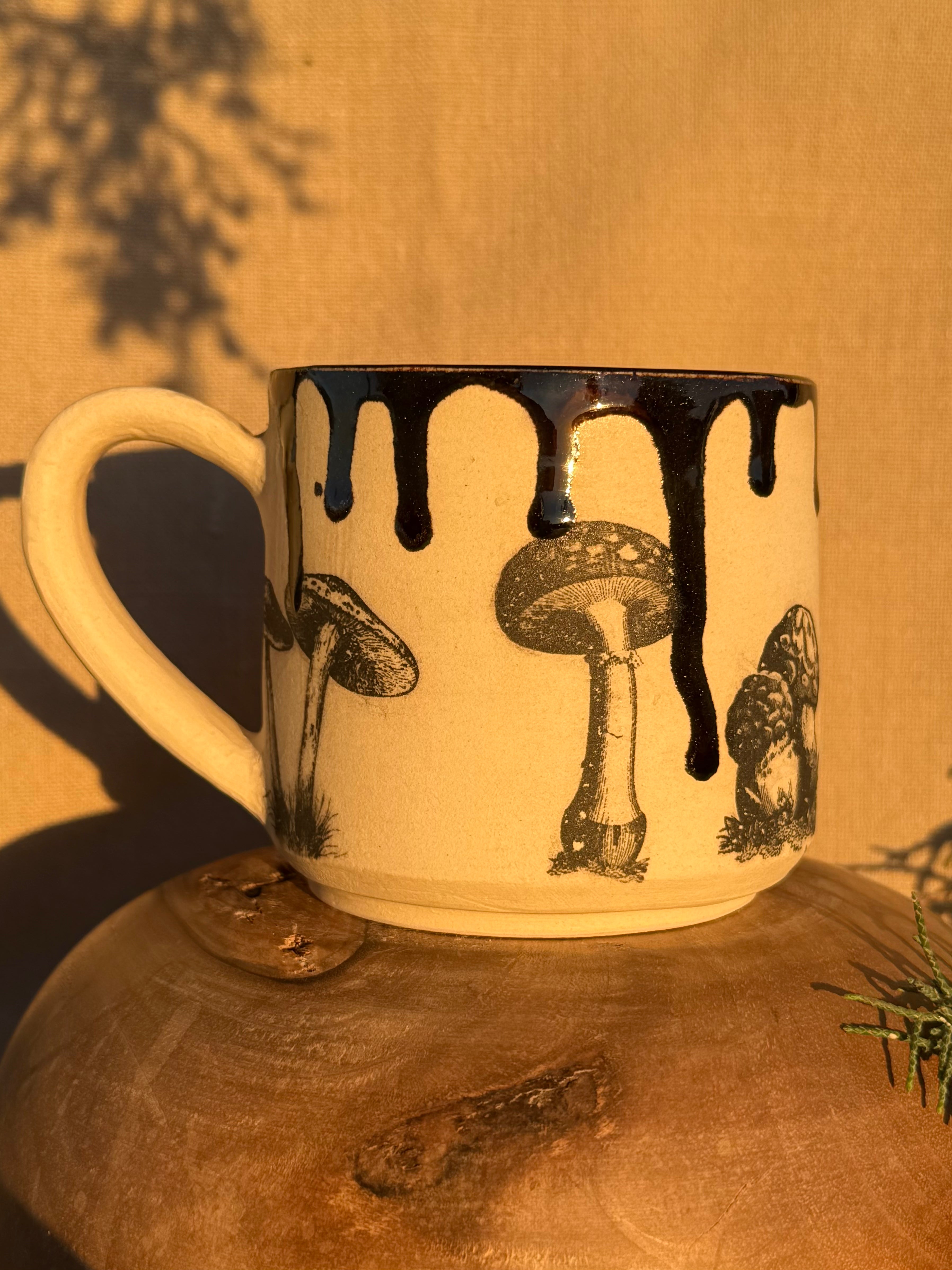 Mushroom Mug with Sprakling Black Glaze