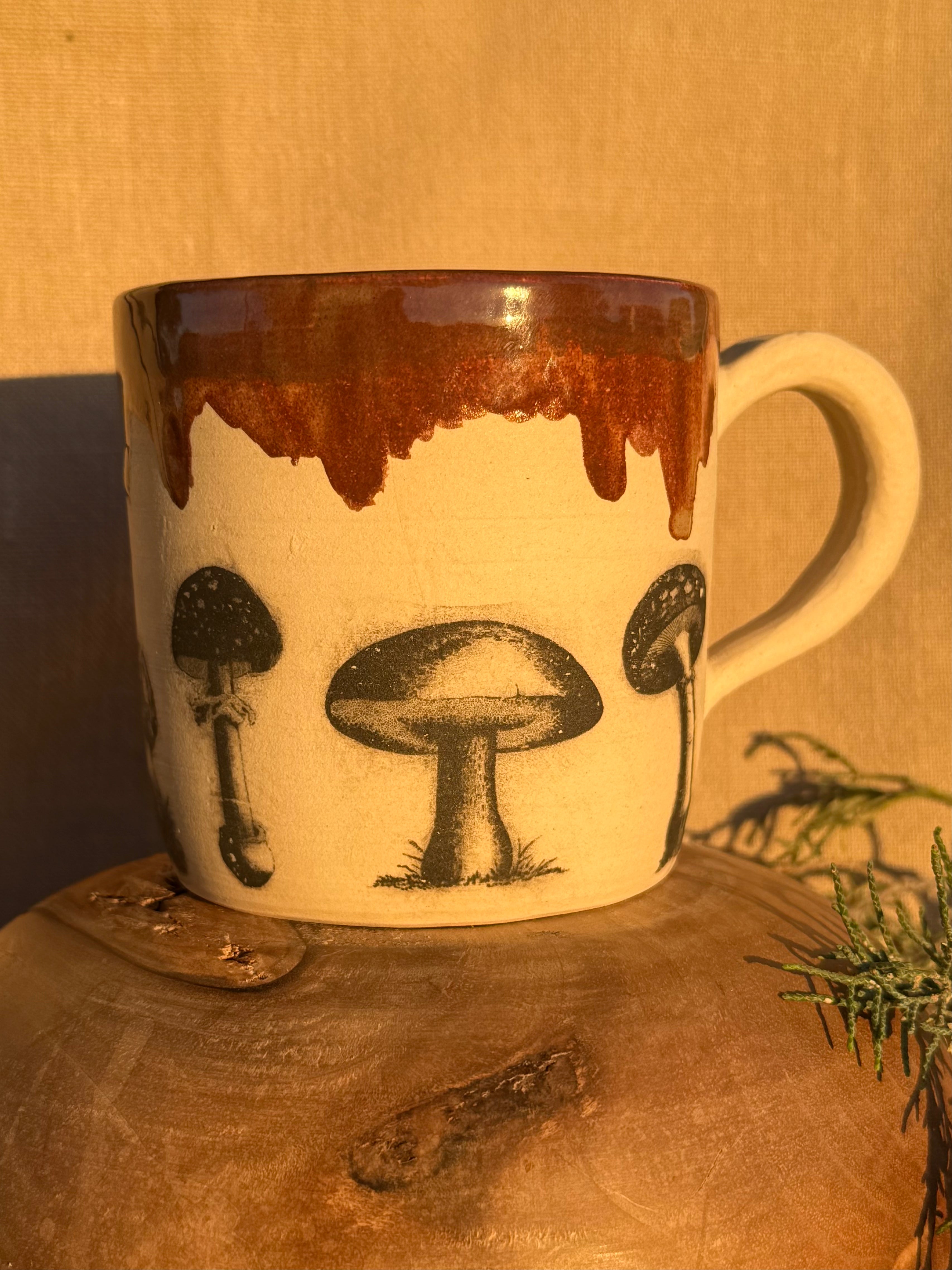 Sale: Mushroom Mug with Reddish Brown Glaze