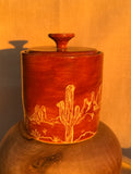 Desert Scene Sgraffito Jar