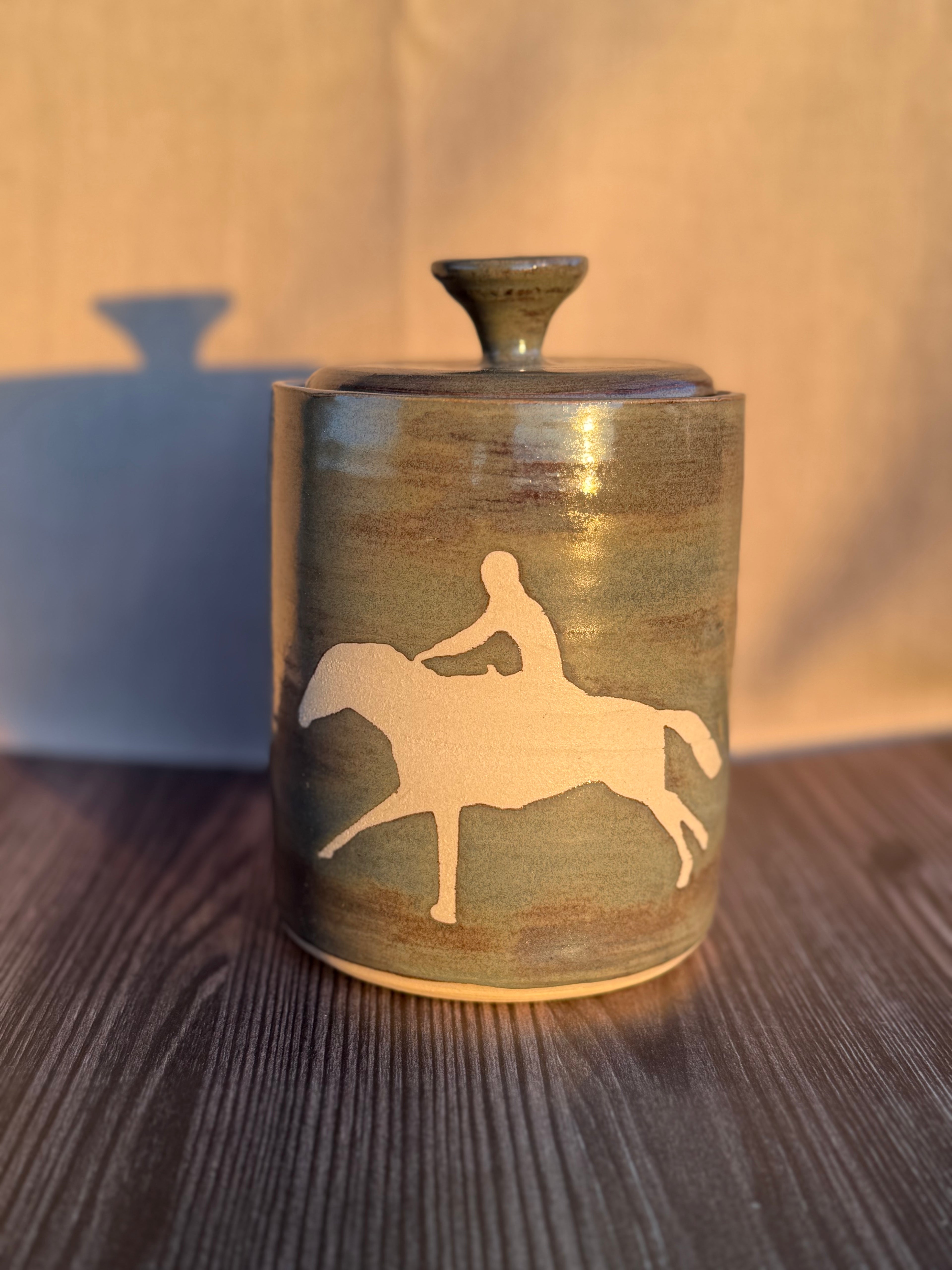 Horse & Rider Lidded Jar