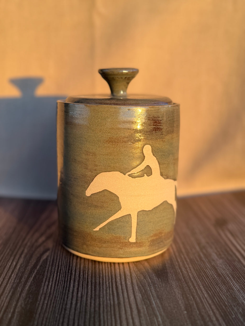 Horse & Rider Lidded Jar