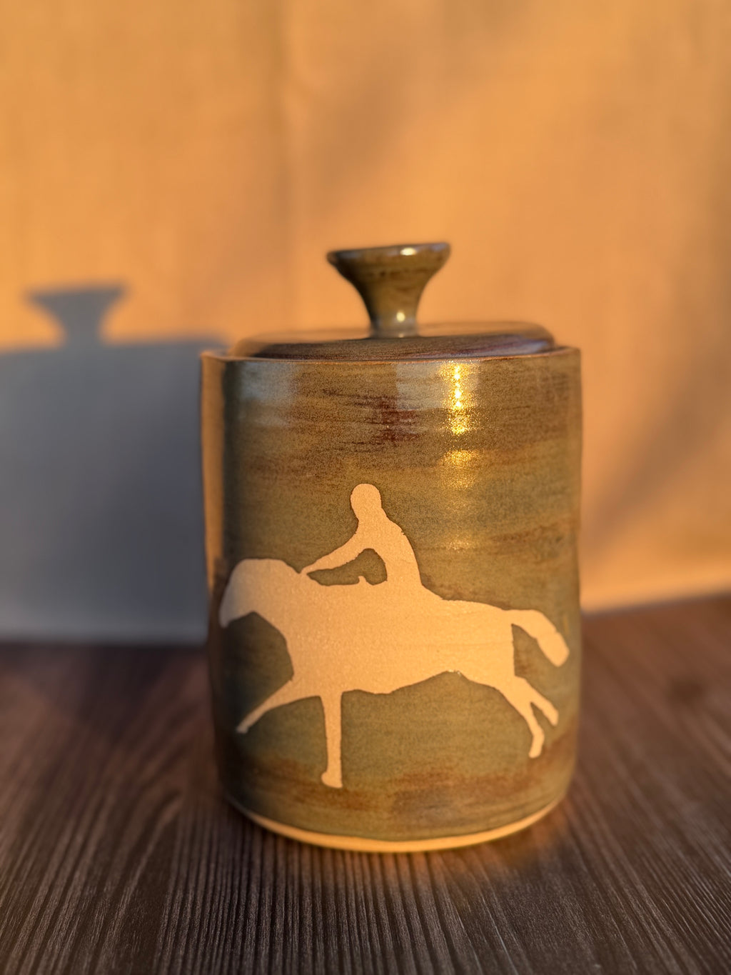 Horse & Rider Lidded Jar