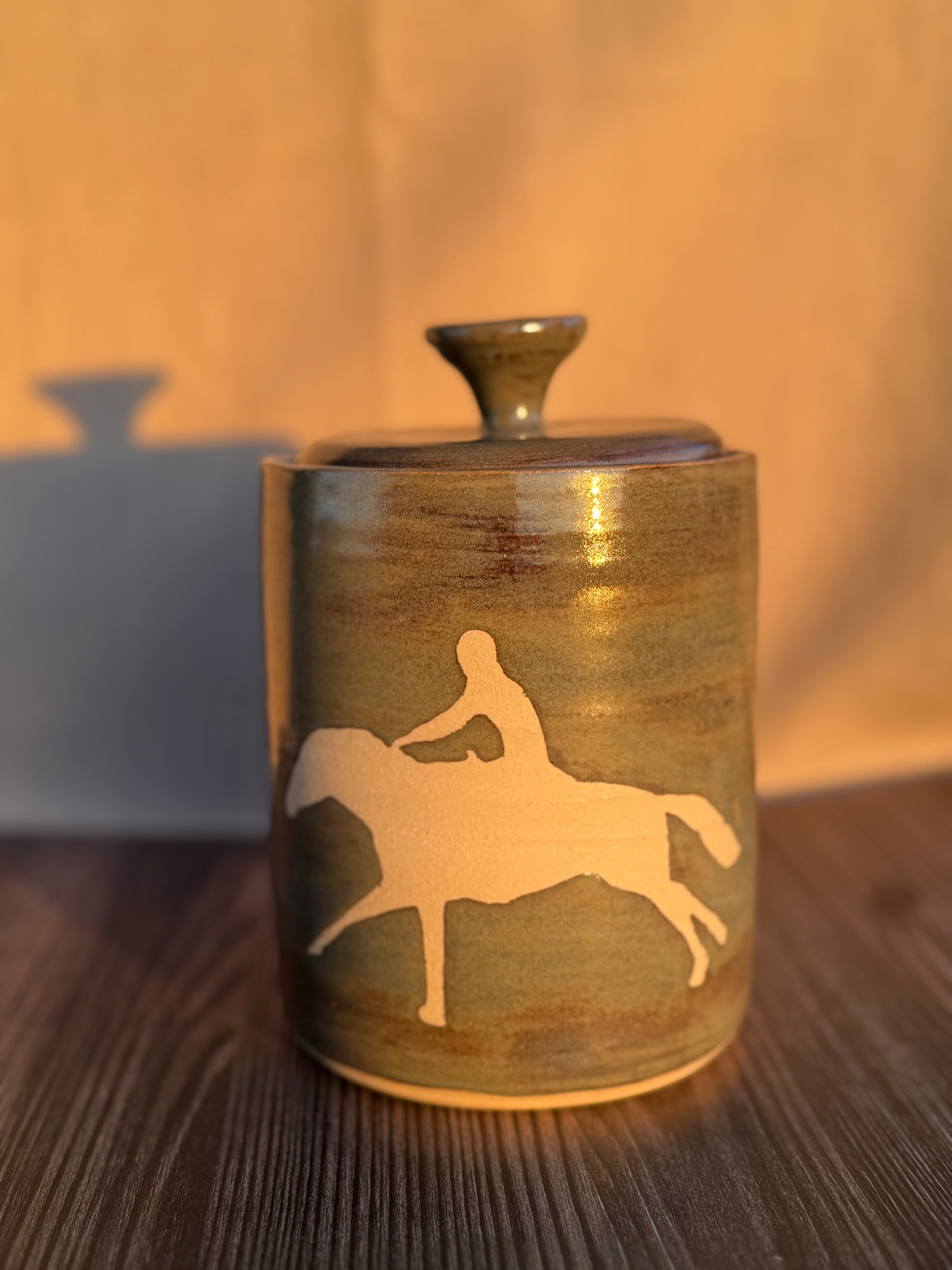 Horse & Rider Lidded Jar