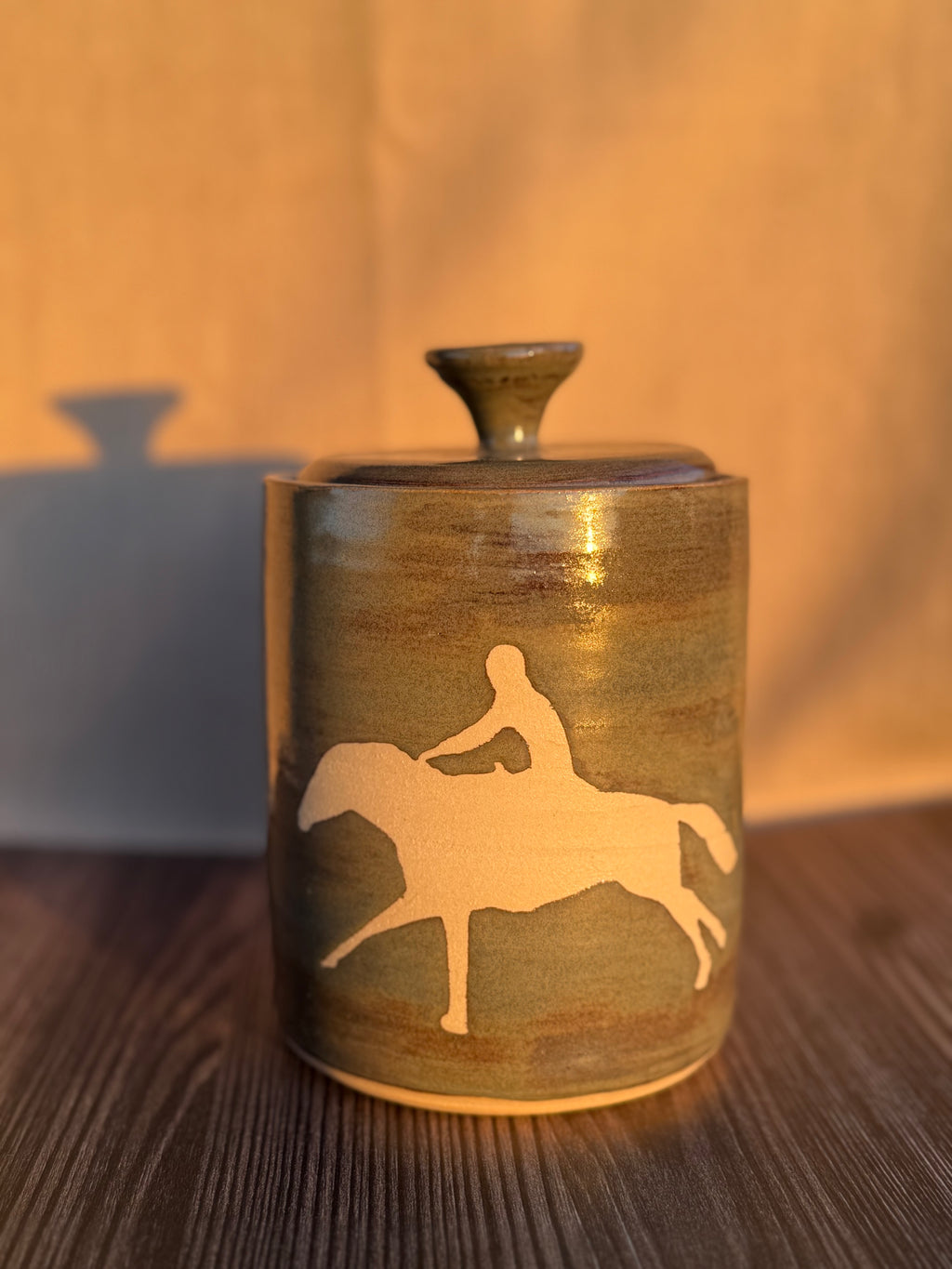 Horse & Rider Lidded Jar