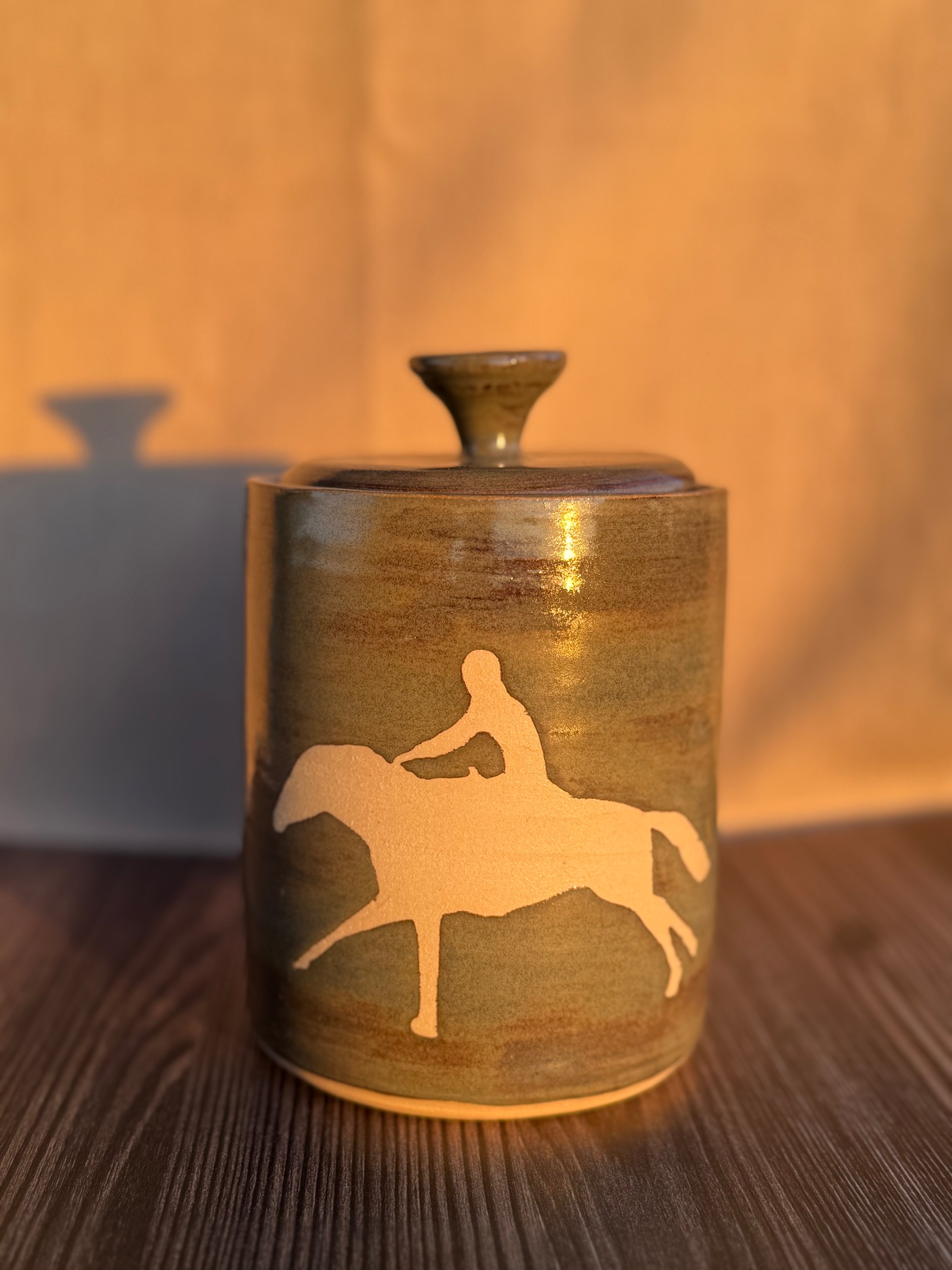 Horse & Rider Lidded Jar
