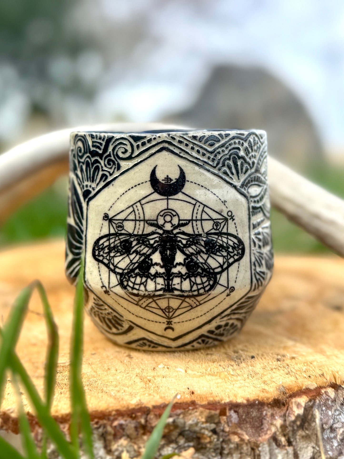 Moth with Sacred Geometry + Zendoodle Mug