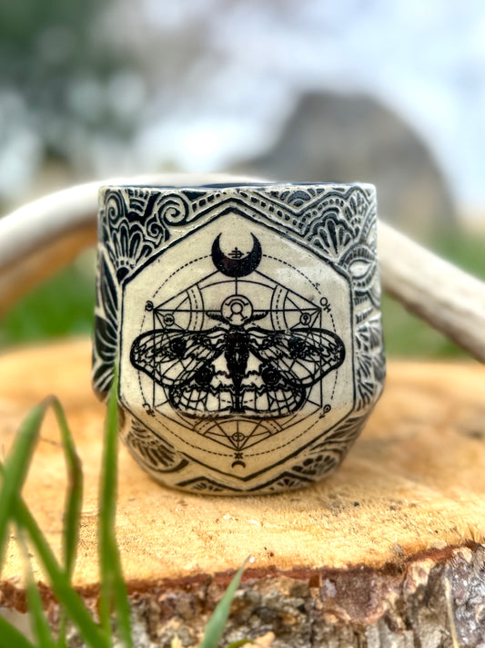 Moth with Sacred Geometry + Zendoodle Mug
