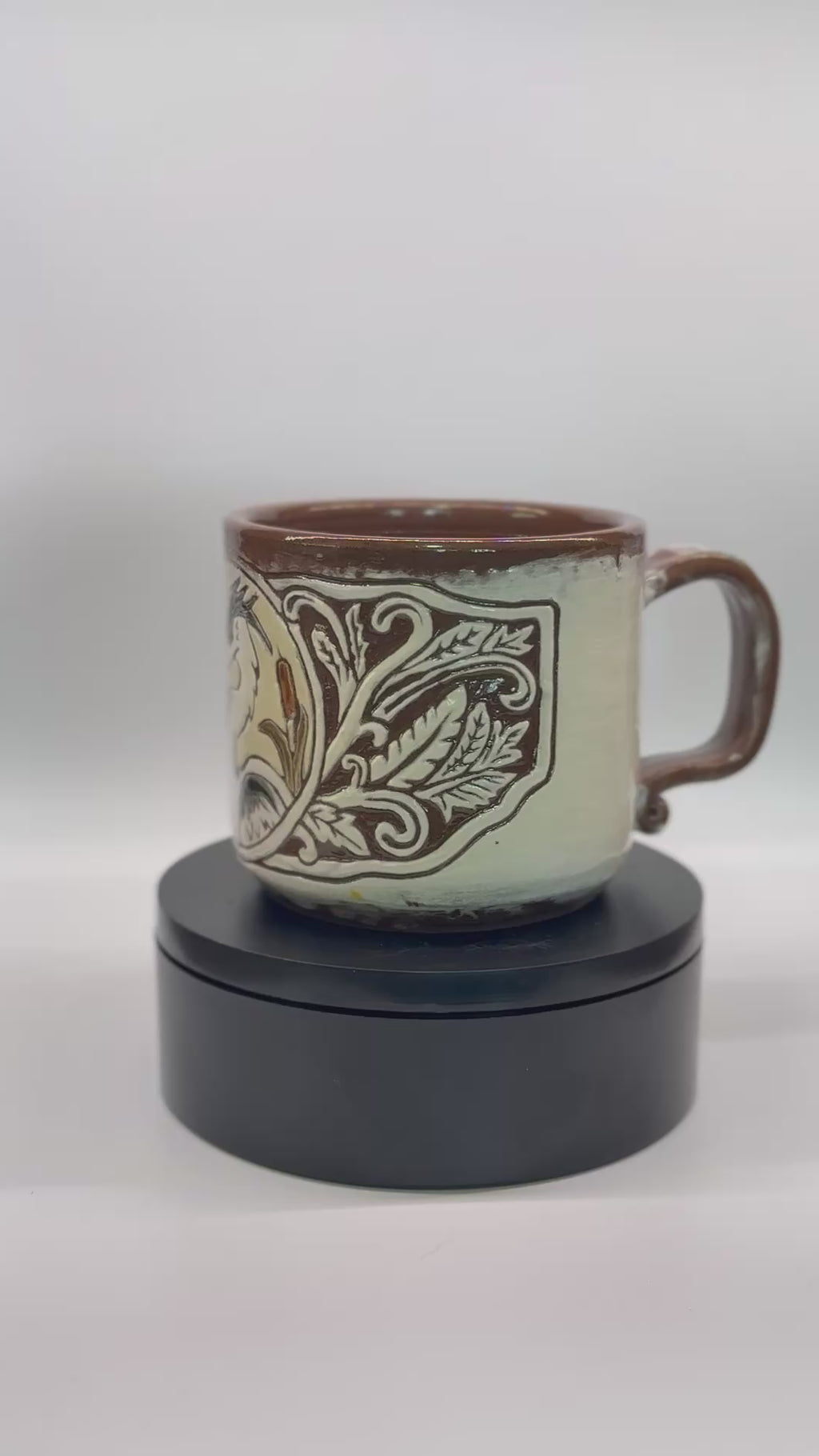 Painted Heron - Leather Carved Border
