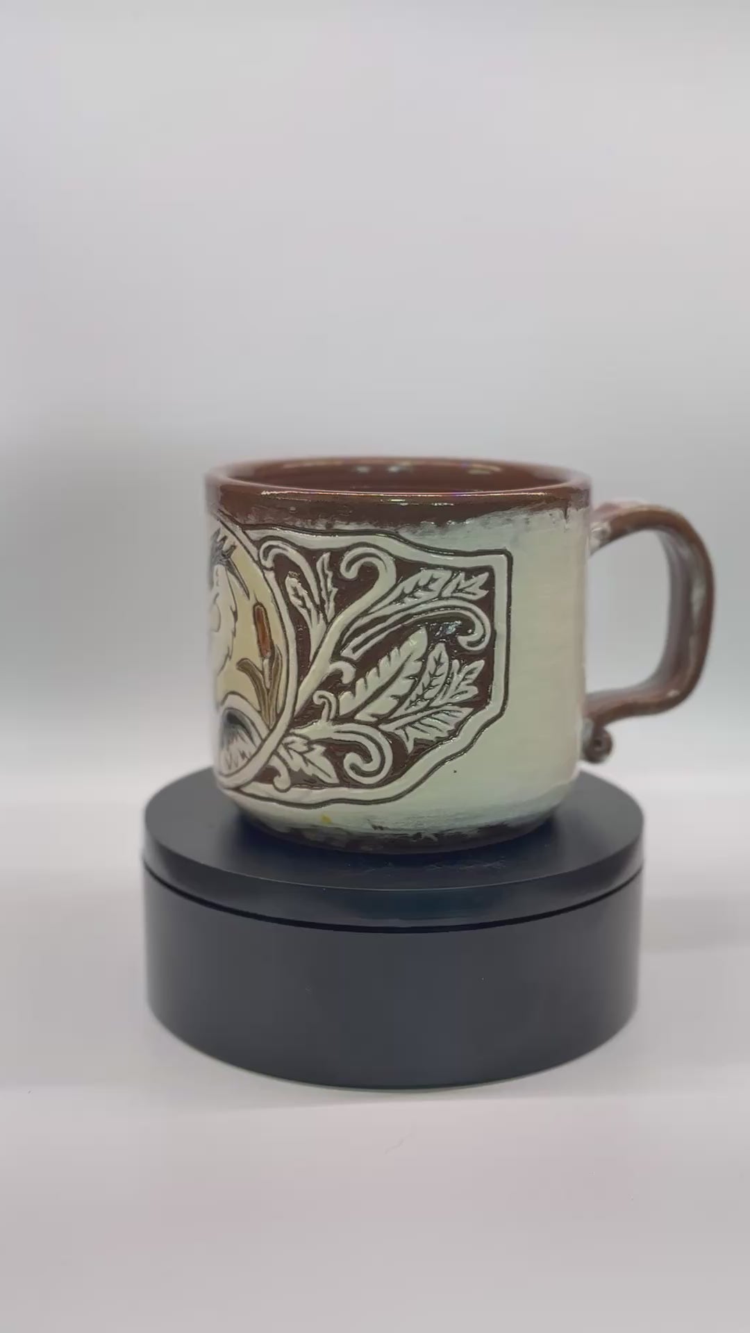 Painted Heron - Leather Carved Border