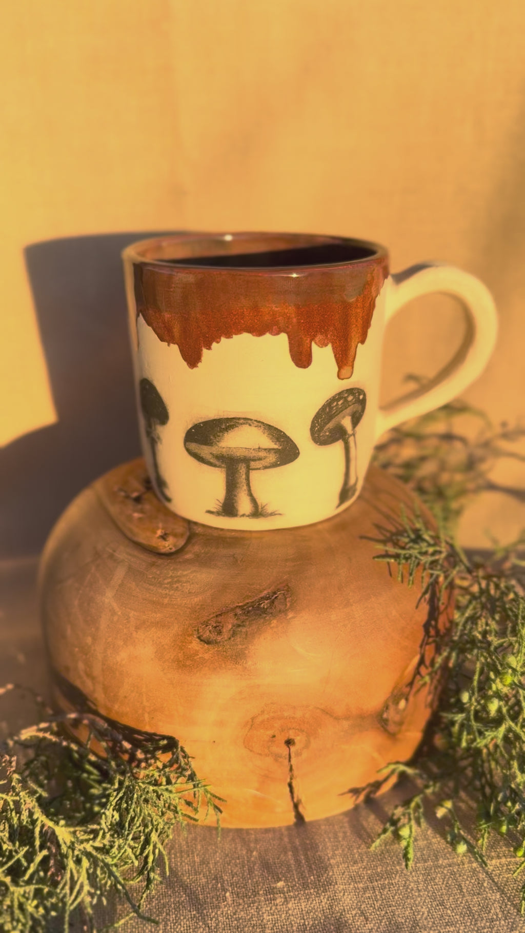 Sale: Mushroom Mug with Reddish Brown Glaze