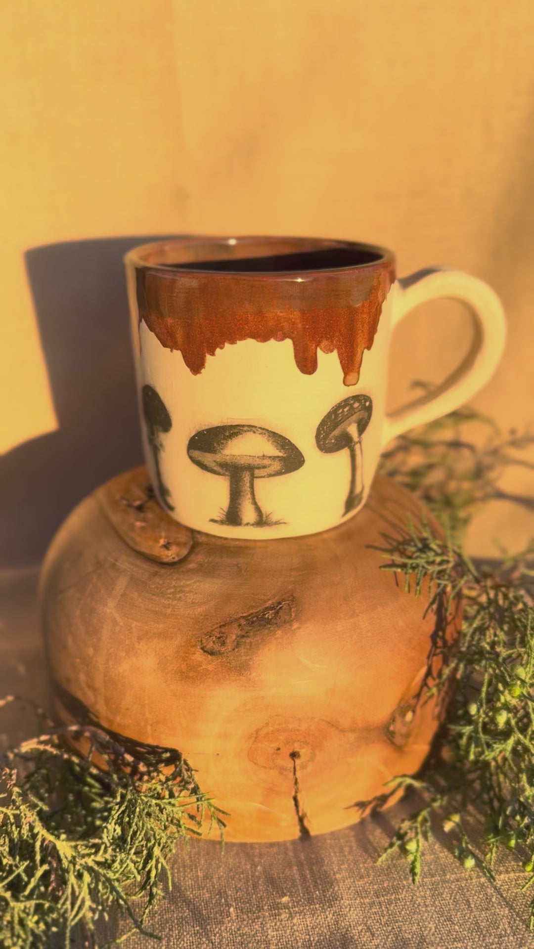 Sale: Mushroom Mug with Reddish Brown Glaze